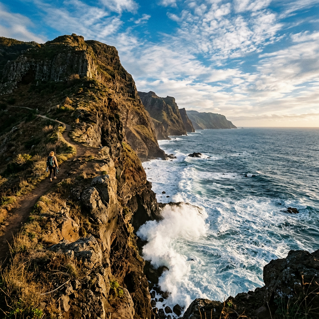 Dramatic coastal cliffs with crashing ocean waves