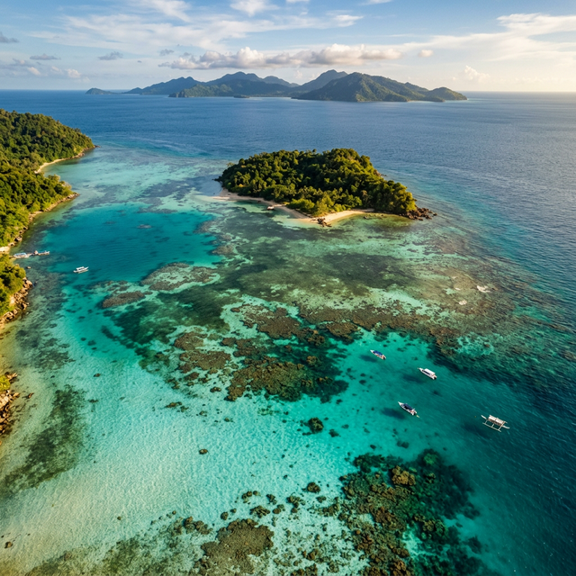Aerial view of crystal clear turquoise ocean